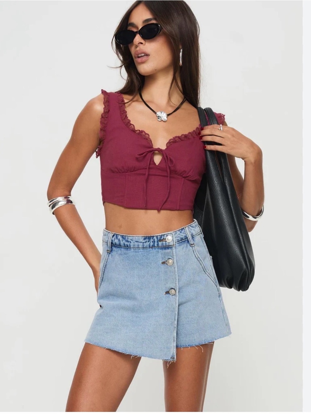 NWT Princess Polly Lace-Trim Tie-Front Corset Top Size 6